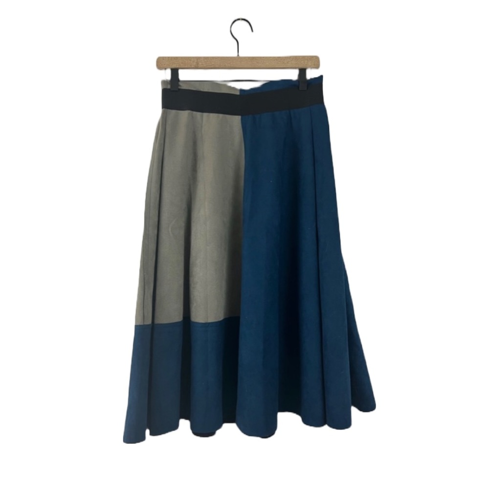 Box Pleated Color Block Skirt